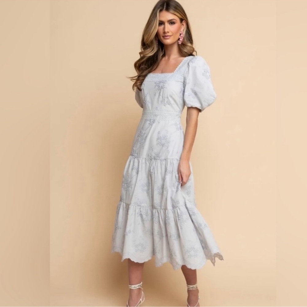 Rachel Parcell Light Blue Eyelet Midi Dress